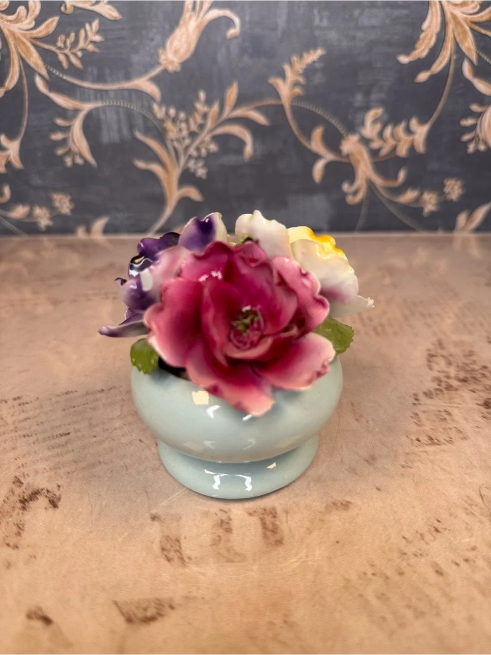 Vintage Staffordshire Bone China Floral Posy Bowl England Figurine